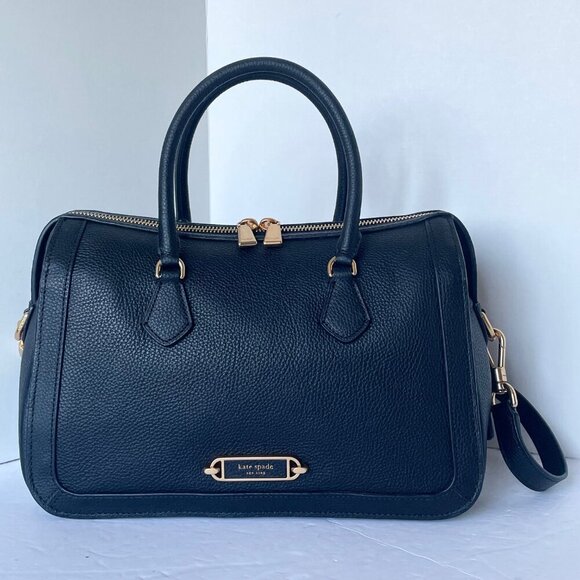 Kate Spade Gramercy Satchel Medium Black Leather Crossbody Doctor Bag - Picture 6 of 13